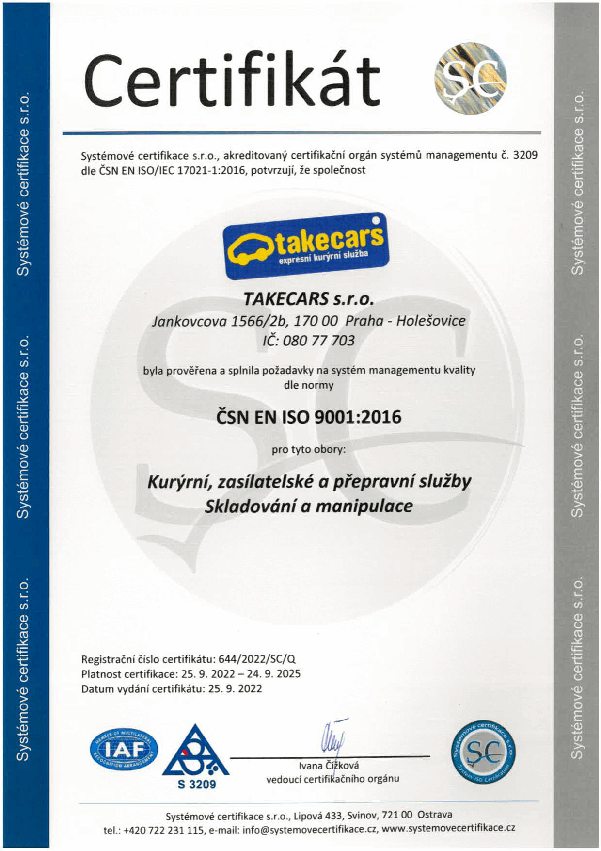 ISO Certifikát